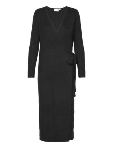 Vila Vicomfy L/S Wrap Knit Dress/Su - Noos Svart