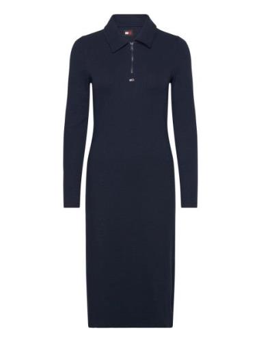 Tommy Jeans Tjw Half Zip Rib Polo Dress Marinblå