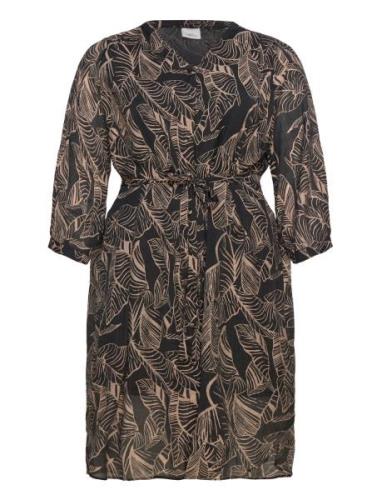 ONLY Carmakoma Carbetsey 3/4 Shirt Blk Dress Aop Svart