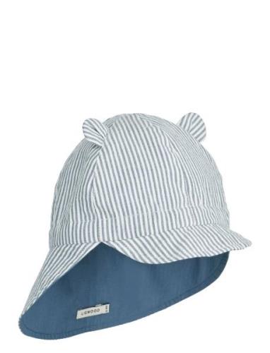 Liewood Gorm Reversible Seersucker Sun Hat Blå