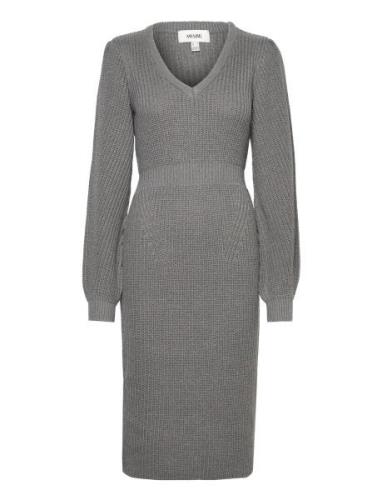 Vero Moda Vmgeorgine Ls V-Neck Calf Knit Dress Vma Grå