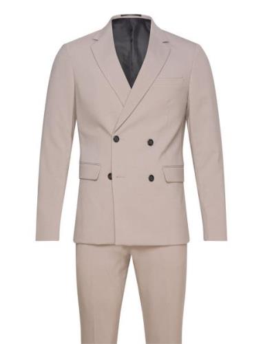 Lindbergh Plain Db Mens Suit - Normal Lenght Beige