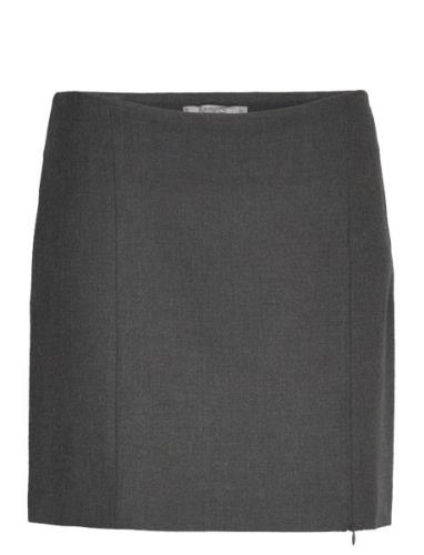 Mango Side Zipper Mini Skirt Grå