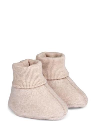 Wheat Wool Fleece Booties Rosa