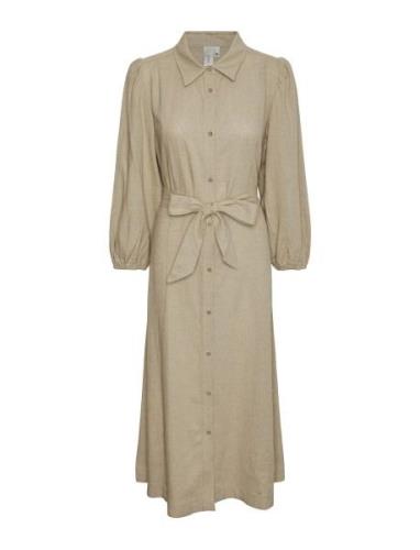 YAS Yasflaxy 3/4 Linen Shirt Dress Noos Beige