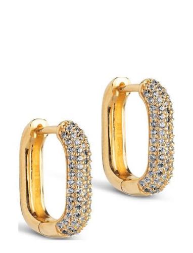 Enamel Copenhagen Sparkling Square Hoops 15 Mm Guld