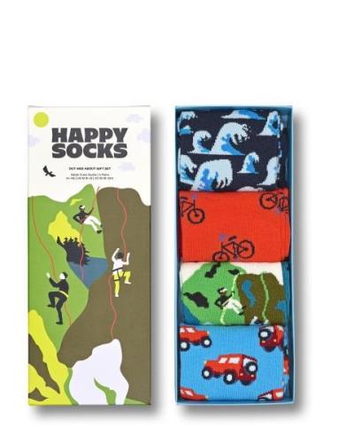 Happy Socks 4-Pack Out And About Socks Gift Set Marinblå