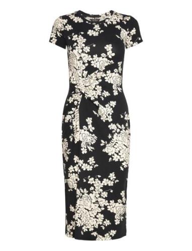 Lauren Ralph Lauren Floral Jersey Twist-Front Midi Dress Svart