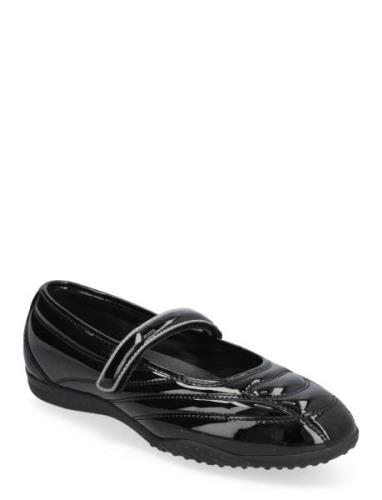 Mango Patent Leather-Effect Sports Ballet Flats Svart