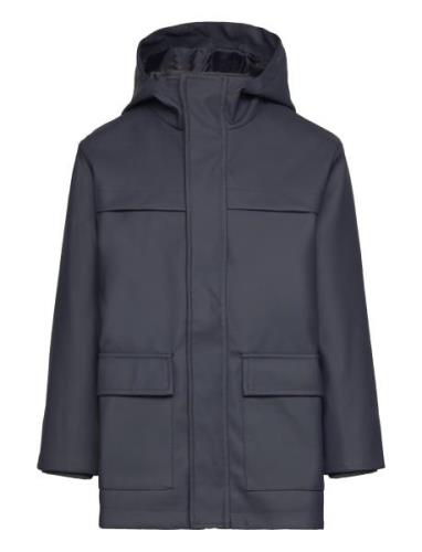 Mango Hooded Parka With Pocket Blå