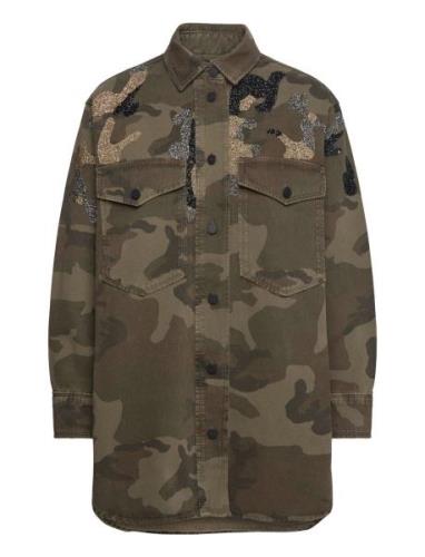 AllSaints Lily Camo Emb Dress Khaki Green