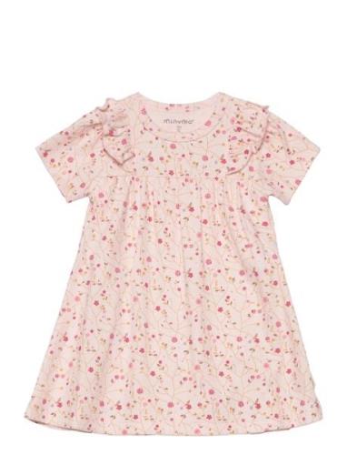 Minymo Dress Ss Aop Rib Rosa