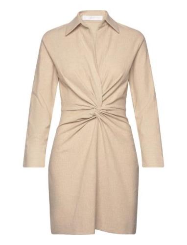 Mango Knot Detail Dress Beige