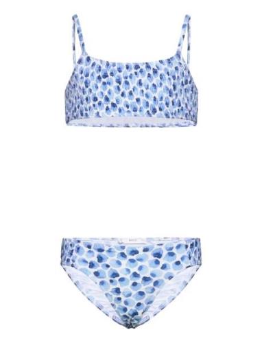 Mango Ruched Printed Bikini Blå