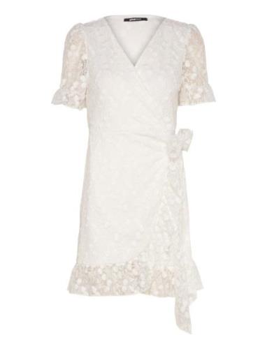 Gina Tricot Lace Wrap Mini Dress Kräm