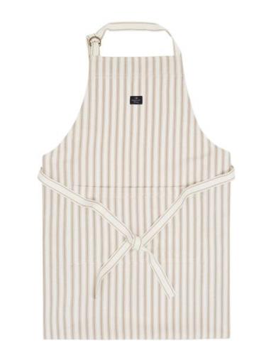 Lexington Home Icons Cotton Herringb Striped Apron Beige