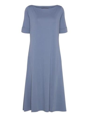 Lauren Women Stretch Cotton Midi Dress Blå