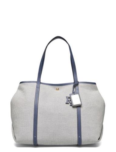 Lauren Ralph Lauren Canvas & Leather Large Emerie Tote Blå