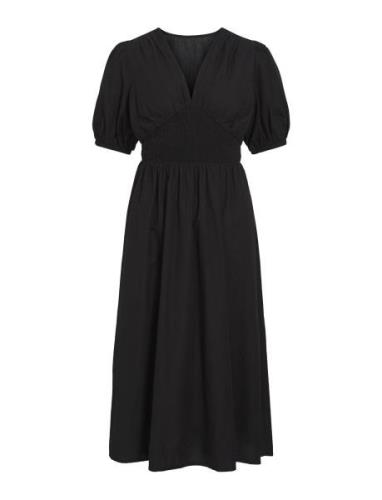 Vila Vikansa 2/4 V-Neck Midi Smock Dress/Ka Svart