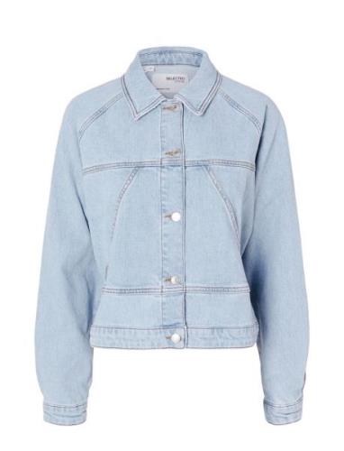 Selected Femme Slfhazel Ls Light Ice Blue Denim Jacket Blå