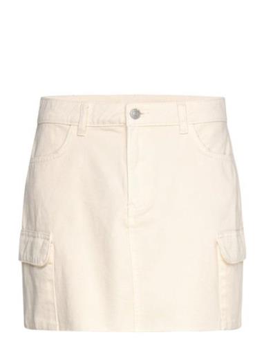 Bubbleroom Orla Cargo Denim Skirt Beige