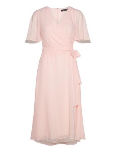 Lauren Ralph Lauren Belted Georgette Dress Rosa