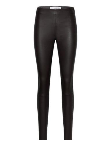 Selected Femme Slfsylvia Mw Stretch Leather Leggin Noos Svart