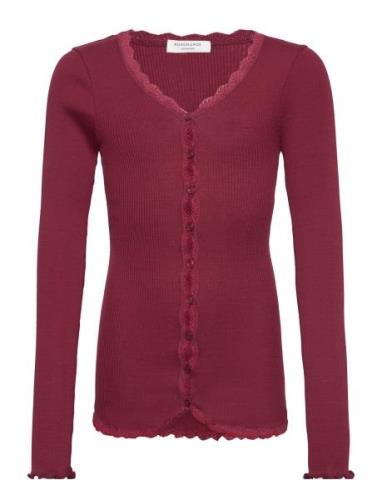 Rosemunde Kids Rkbeatha Ls Cardigan W/ Lace Röd