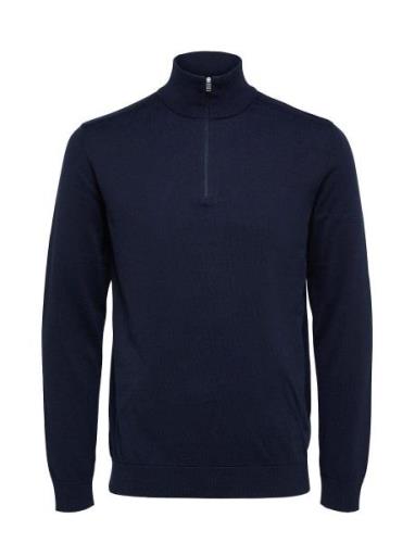 Selected Homme Slhberg Half Zip Cardigan Noos Marinblå