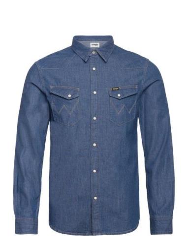 Wrangler Ls Western Shirt Marinblå