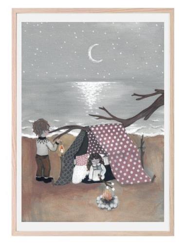 Bonfire In Moonlight Home Kids Decor Posters & Frames Posters Multi/pa...