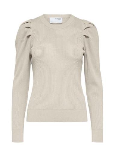 Selected Femme Slfisla Ls Knit O-Neck B Noos Kräm