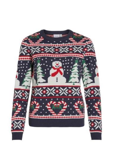 Vila Vianna L/S Snowman Christmas Knit Top/Ka Multi/patterned