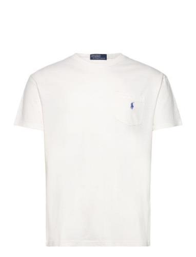 Polo Ralph Lauren Classic Fit Cotton-Linen Pocket T-Shirt Vit