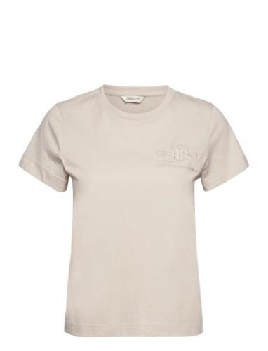 GANT Reg Tonal Shield Ss T-Shirt Beige