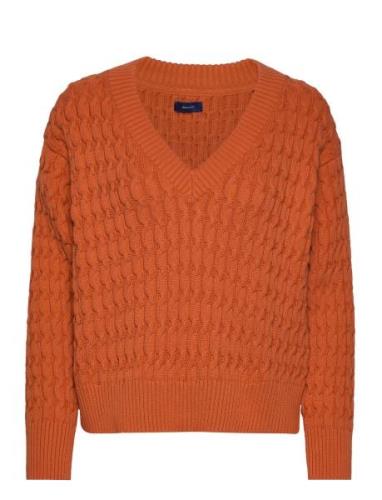 GANT Cotton Texture V-Neck Orange