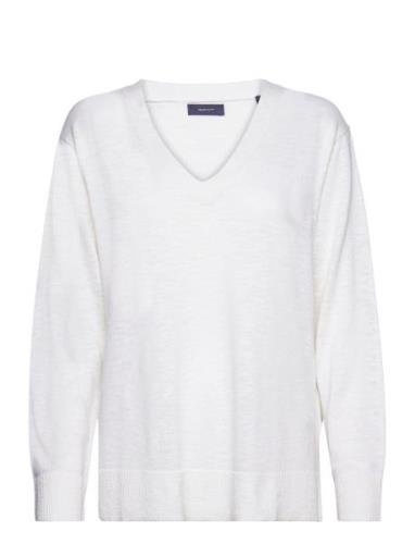 GANT Linen-Blend V-Neck Vit