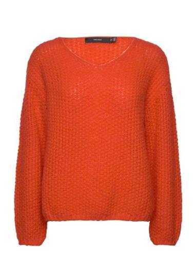 Vero Moda Vmerin Structure Ls V-Nk Pullover Ga Boo Orange