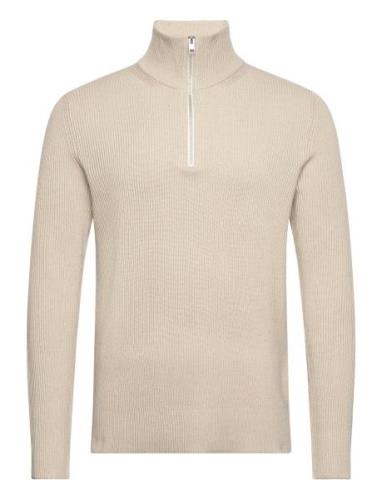 Jack & J S Jprccperfect Knit Half Zip Sn Beige