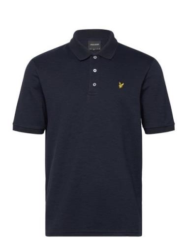 Lyle & Scott Chunky Slub Polo Shirt Marinblå