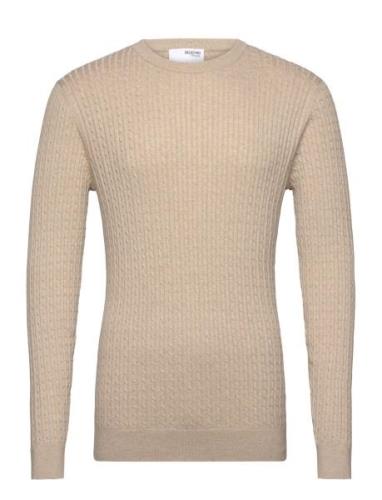 Selected Homme Slhberg Cable Crew Neck Noos Beige