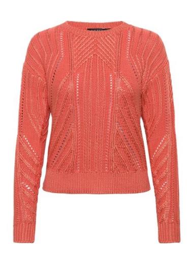 Lauren Ralph Lauren Pointelle-Knit Cotton-Blend Jumper Orange