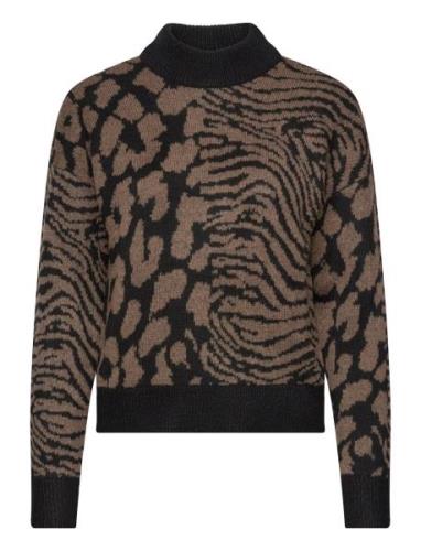 Vero Moda Vmvera Animal Ls Highneck Pullover Bf Svart