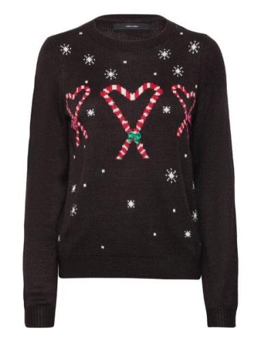 Vero Moda Vmcandyheart Ls O-Neck Pullover Xmas Svart