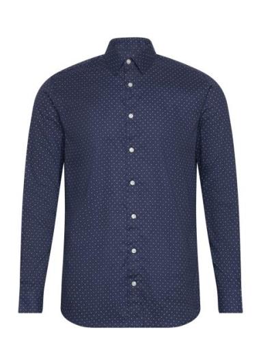 Selected Homme Slhslim-Dan Aop Shirt Ls O Marinblå