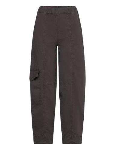 Ganni Washed Cotton Canvas Elasticated Curve Pants Grå