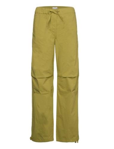 Ganni Washed Cotton Canvas Draw String Pants Khaki Green