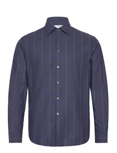 Selected Homme Slhregearl-Untuck Shirt Check Ls Marinblå