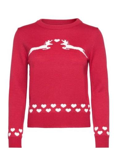 ONLY Onlxmas Snowflake Ls O-Neck Knt Röd