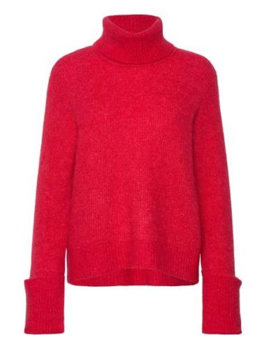 Selected Femme Slfsia Ras Ls Knit Rollneck Röd